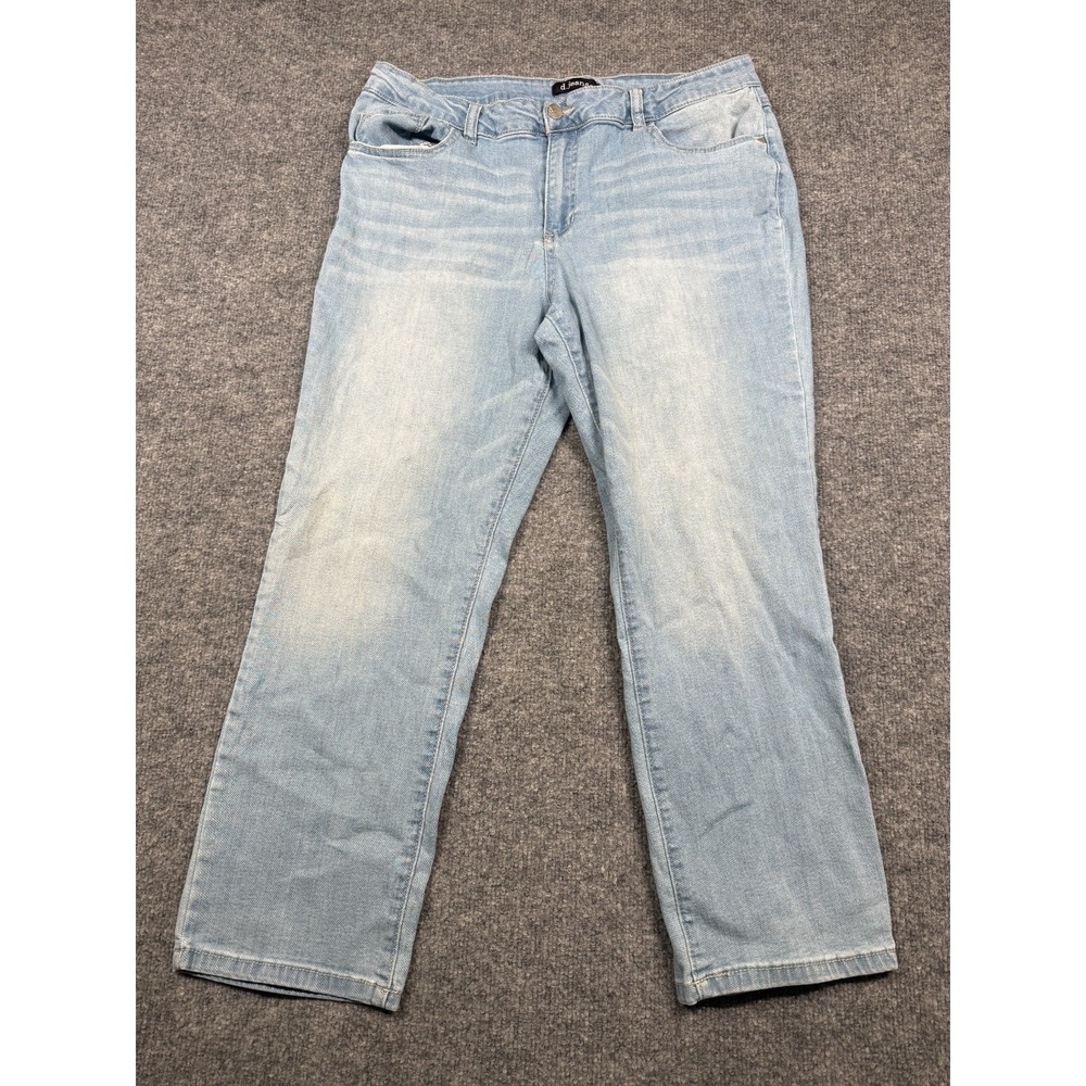 D. Jeans Straight Jeans Womens 14 Blue Denim Stretch Faded Light Wash Streetwear